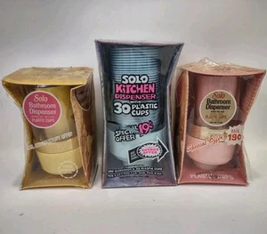 3 dispenser bagno tazza solo blu rosa giallo da parete vintage anni '60 NUOVI - Foto 1 di 5