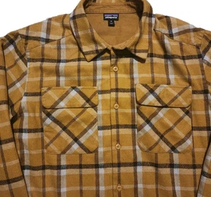 Patagonia Recycled Wool Blend Button Shirt Mens XL Long Sleeved Tan Plaid 50785 - Picture 1 of 8