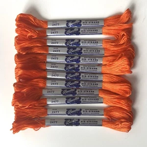 Vintage Bucilla Six Strand Embroidery Thread 2477 Orange LOT OF 12 x 8 Yds NEW - Picture 1 of 7