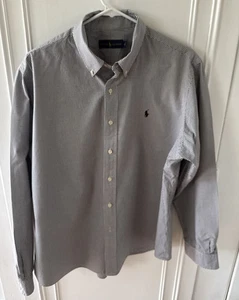 Ralph Lauren Button Down Hemd Herren XL LS Schwarz Weiß Gingham Kariert Baumwolle  - Bild 1 von 4
