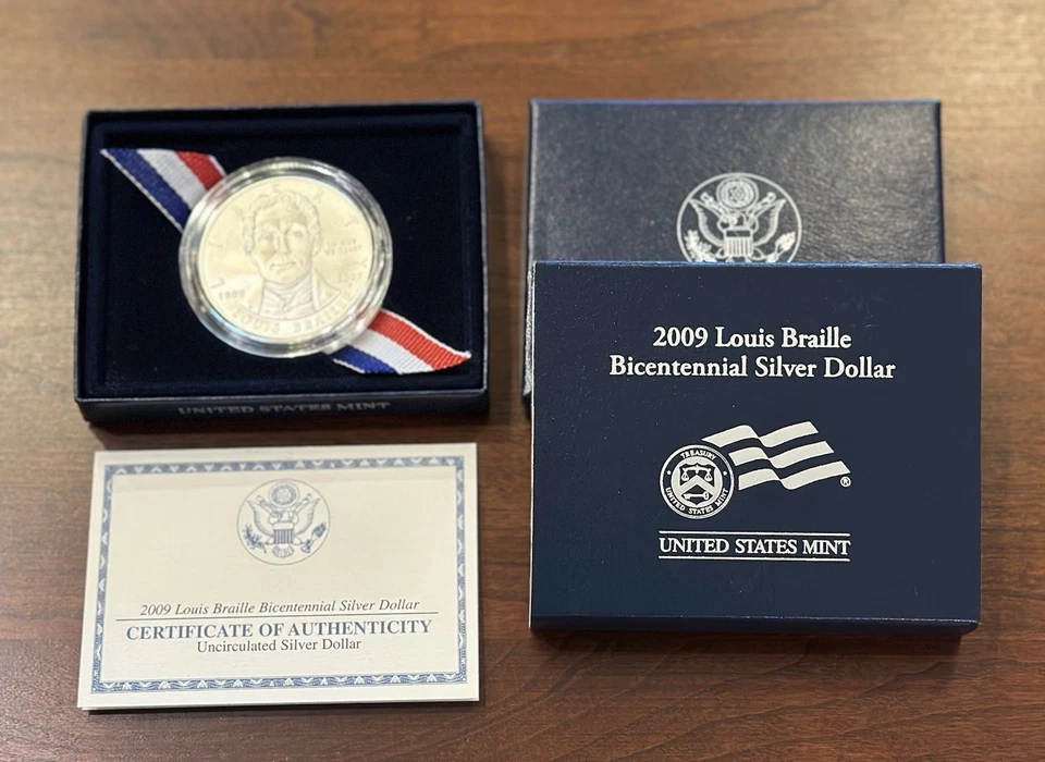 2009-P LOUIS BRAILLE SILVER DOLLAR BICENTENNIAL UNCIRCULATED W/COA US Mint - Image 1 of 1