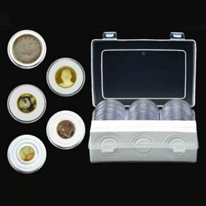 30pcs 16-46mm Pièce de Monnaie Rangement Capsules Plastique Transparent Rond - Picture 1 of 8