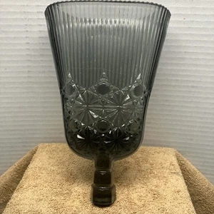 Vintage Imperial Glass Charcoal Color Ribbed Wall Pocket Vase - Picture 1 of 5