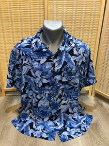 Panama Jack Blue Hawaiian Button Up Shirt 100% Rayon XL Extra Large (H151) - Picture 1 of 7