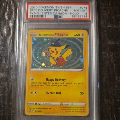 Special Delivery Pikachu SWSH074 SWSH: Sword & Shield Promo Cards Holo PSA 9 - Image 1 of 2