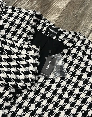 Blazer Express Negro Blanco Pata de Gallo Doble Pecho Tweed XL $148 Venta al por menor NUEVO Foto 1 de 4