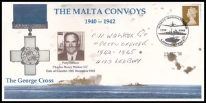 Suboficial Charles Walker GC Firmado Los Convoyes de Malta 1940-1942 Segunda Guerra Mundial Cubierta - Imagen 1 de 3
