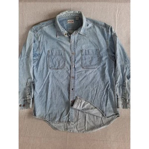 Vintage Gap Blue Jeans Men Large Western Chambray Metal Button Shirt LS NavyBlue - Picture 1 of 10
