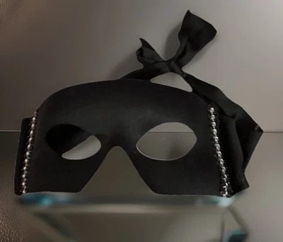 Mardi Gras, Black Satin And Rhinestones Mask - Image 1 of 4