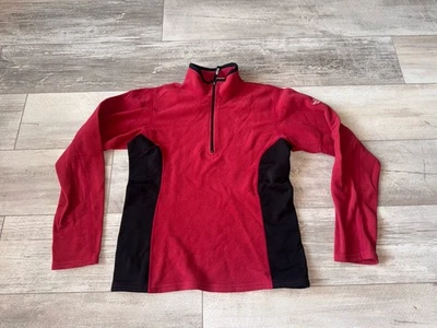 Pullover North Face para mujer mediano negro rojo polar media cremallera senderismo al aire libre Foto 1 de 4