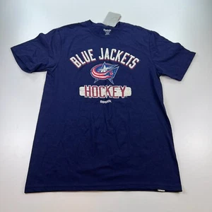 NEW Reebok Columbus Blue Jackets Hockey Shirt Adult Medium Blue Crew Neck NHL - Picture 1 of 7