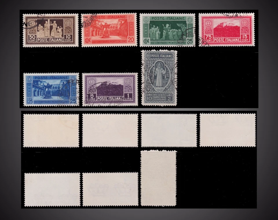 1929 ИТАЛИЯ Аббатство Монте-Кассино, Святой Бенедикт Б/У SCT. 232-238 MI.318 - 324 - Изображение 1 из 1