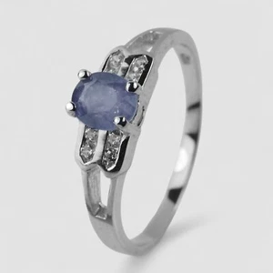 Siam! Pastel Blue Sapphire 925 Sterling Silver White Gold Plated Rings Size 5.75 - Imagen 1 de 8
