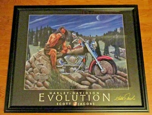 Framed and Matted SCOTT JACOBS Harley Davidson "EVOLUTION" ~ 26.5" x 32.5" - Picture 1 of 5