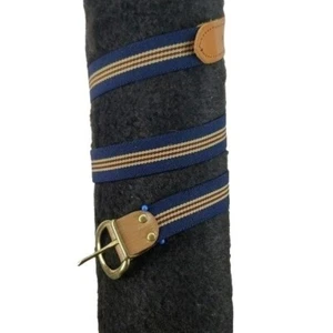 Fox Brand Boys Blue Brown School Church Striped Elastic Belt - Picture 1 of 9