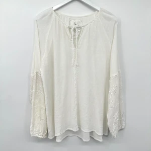 Cino Top Shirt XXL Embroidered Sheer Gauzy Minimalist Fairy Ethereal Whimsical - Picture 1 of 14