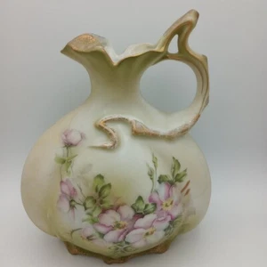 Nippon Japanese Pitcher/Ewer Porcelain Hand Painted Pink Flowers Ex Cond READ - Picture 1 of 14