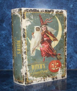 "Witch's Handbook" Vintage Style Faux Book BOX DECOR Stash Box Halloween Witch  - Bild 1 von 7