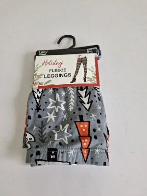 Leggings de lana Lildy Holiday talla S-L gris naranja patrón de reno Foto 1 de 2