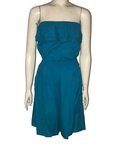 Vintage WEAR ABOUTS 80's Strapless One Piece Romper Shorts Size Medium Turquoise - Picture 1 of 4