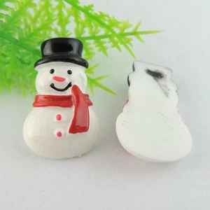 20pcs Resin Snowman Cabochon Christmas Flatback Embellishment Xmas Decor 25x15mm - Picture 1 of 2