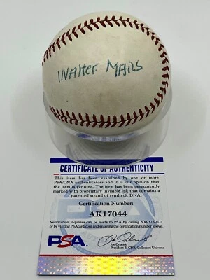 Walter Duster Mails Indians Signed Autograph Spalding Babe Ruth Baseball PSA DNA - Image 1 of 2
