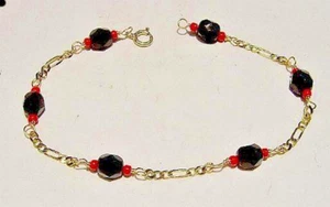 New 14kt Gold Ladies/Kids AZABACHE 6" Bracelet - Picture 1 of 2