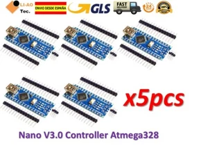 5pcs Nano V3.0 Controller Board Atmega328P Compatible Arduino Nano V3 CH340 - Imagen 1 de 8