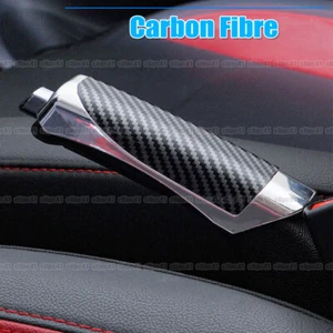 Protector de freno de mano de coche de fibra de carbono negro decoración cubierta accesorios - Imagen 1 de 8