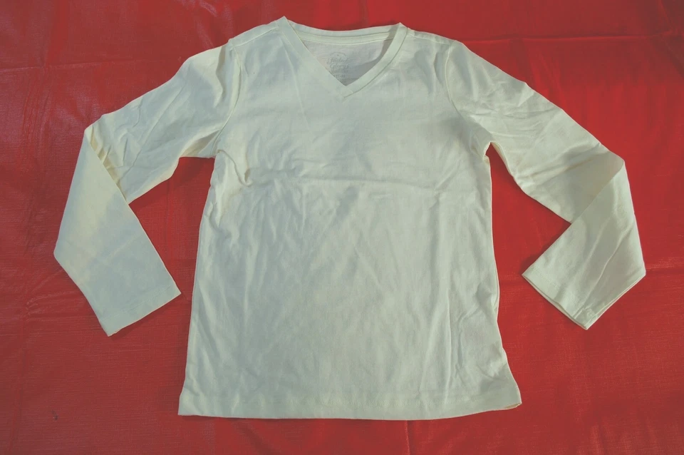 Camiseta feminina G/S OFF WHITE/COR CREME GOLA V tamanho M 7-8 - Imagem 1 de 1