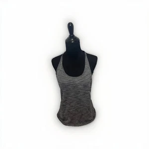 Lululemon Women's Sz 4. Gray/Black Tank Top Built In Sports Bra Cross Back - Picture 1 of 3