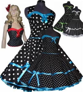 Abito da ballo anni 50 sottoveste vestito pois scollato colorato tg 44 o su misura - Foto 1 di 6