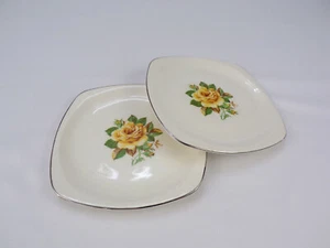 TWO Vintage Paden City Pottery I-49 Luncheon Plates Salad Bread Rare S.Square 6" - Picture 1 of 6