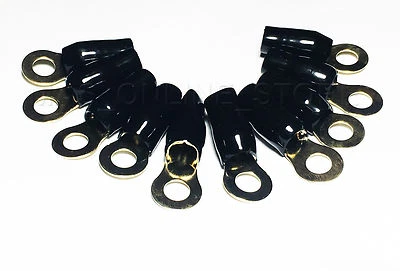8 Gauge Ring Terminal 10 Pack 8 AWG WIRE Crimp Cable - BLACK Boots- 5/16 - Image 1 of 4
