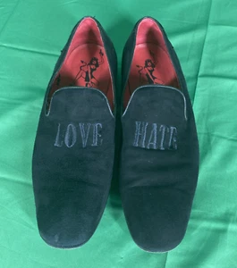 Jeffrey West Muse Black Suede Red Skeleton Leather Men’s Dress Shoes - Size 10 - Picture 1 of 15