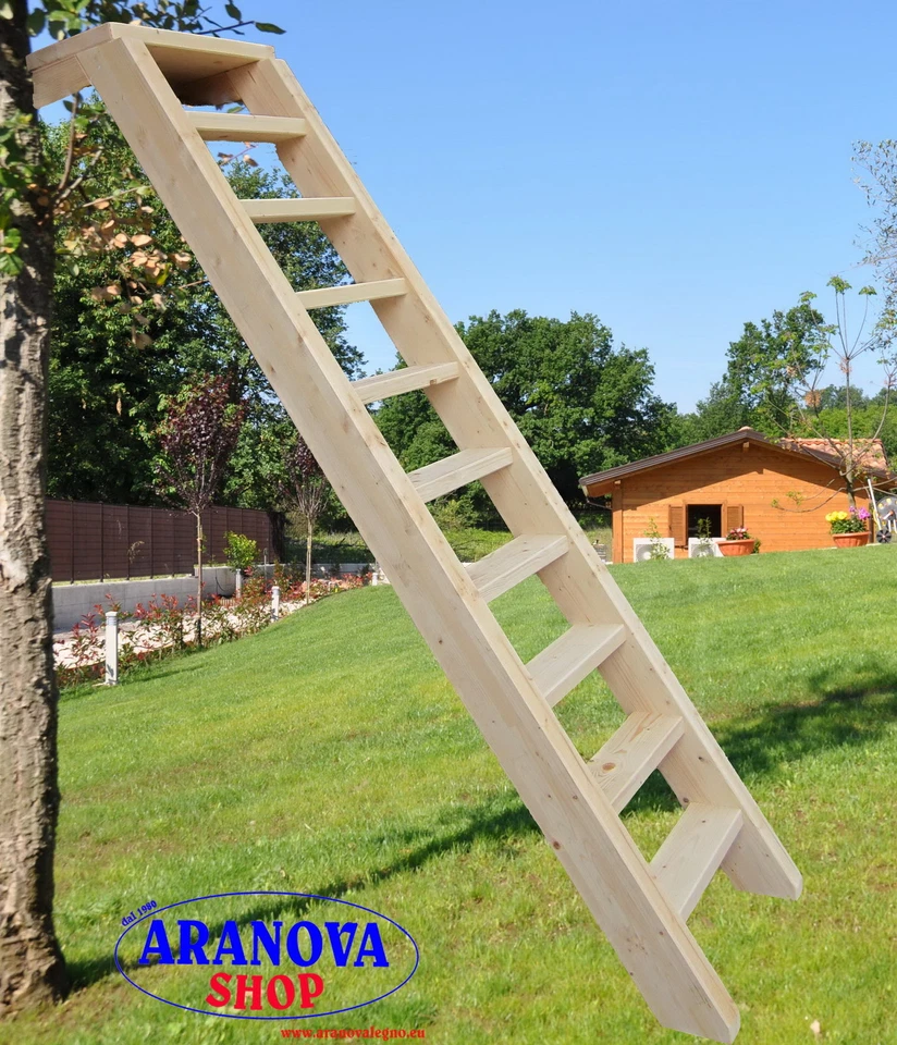 Scala in legno lamellare per accesso a soppalchi e soffitte con gradini da 12 cm - Immagine 1 di 1
