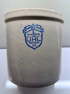 STEINZEUG PRIMITIV ~ URL LOGO WERBETOPF ~ FRÜHE 1900er ~ 8" T x 7,5" GC - Bild 1 von 9