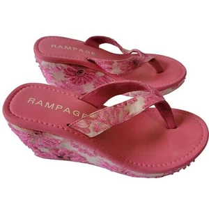 Rampage Pink Floral Beaded Platform Flip Flop Sz 8 Casual Y2K Barbiecore Spring - Picture 1 of 11