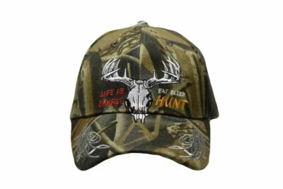 Life Is Simple Eat Sleep Hunt Deer Skull Camouflage Embroidered Cap Hat CAP908A - Image 1 of 4
