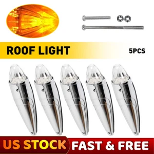 5x Clear/Amber 17LED Cab Marker Top Clearance Light Chrome for Peterbilt Truck - Picture 1 of 13