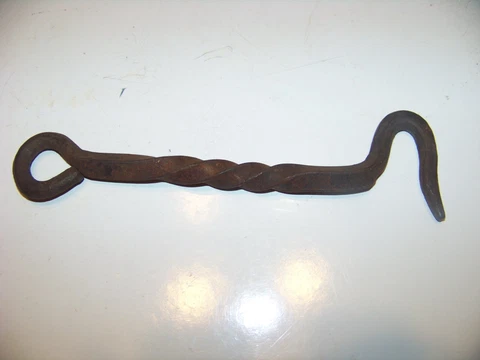 Large vintage cast iron twisted gate latch hook forged hardware Cover