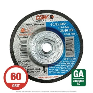 CGW 45141 4-1/2 x .045 x 5/8-11 T27 METAL CUT-OFF WHEEL (BOX OF TEN) - Picture 1 of 1