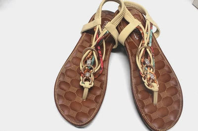 Patrizia Spring Step Sandals Womens Gadelina Flat Size 9 Color:  Tan Embellished - Image 1 of 4