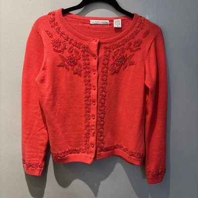 De Colección Marisa Christina Coral Cuentas Cárdigan Suéter Elegante Retro Artístico Para Mujer’s M Foto 1 de 4