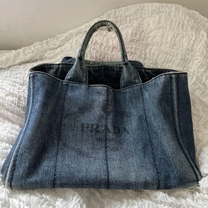 Borsa a mano PRADA logo Canapa mini denim 2 vie tracolla originale JP - Foto 1 di 14