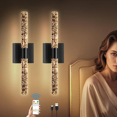 10000Mah Battery Operated Wall Sconce Set of Two,16.9 Inch Rechargeable Modern C - Image 1 of 4