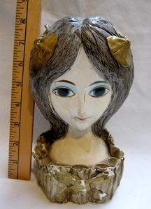 Vtg 1966 Lady Head Lipstick Holder Hong Horizons Paper Mache Gemma Taccogna Type - Picture 1 of 18