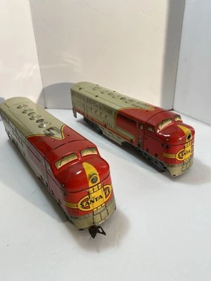 VTG Marx 21 Santa Fe Vintage 1950’s Double Diesel Locomotive & Dummy - Read - Image 1 of 4