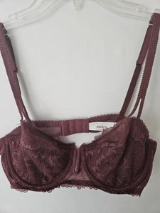 Auden 34B Brown Lace Balconette Bra Adjustable Strap Unlined Delicate Sexy - Picture 1 of 18