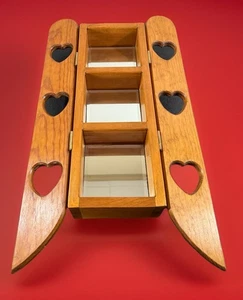 WOODEN HEART WALL SHELVES Doors COLLECTIBLES Cottage Country MIRROR BACK VGC - Picture 1 of 10
